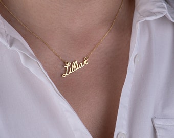 Summer Jewelry,Summer Necklaces,Gold Name Necklaces,Birhday Gift,Personalized Jewelry,Personalized Name Necklaces,14K Solid Name Necklaces