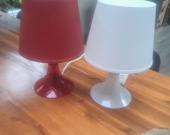 ikea rode en witte lampan, vintage ikea 1990. Set van 2