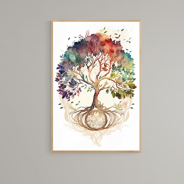 Tree of Life Poster | Zen Wall Art | Yoga Art Print | Mindfulness Gift | Meditation Poster | Boho Wall Decor | Digital Download