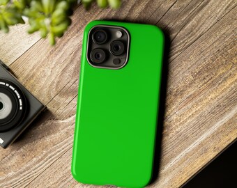 Solid Lime Green - Tough Cases - Samsung S20, S21, S22, S23, S24 iPhone 8, X, 11, 12, 13, 14, 15, Google Pixel 5, 6, 7, 8