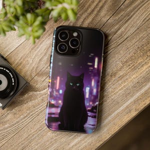 Cyberpunk Katze - Lila - Tough Cases - Samsung S21, S22, S23, S24 iPhone 11, 12, 13, 14, 15, 16 Google Pixel 5, 6, 7, 8, 9