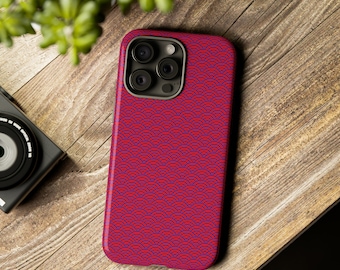 Red and Blue Waves - Seigaiha - Tough Cases - Samsung S20, S21, S22, S23, S24 iPhone 8, X, 11, 12, 13, 14, 15, Google Pixel 5, 6, 7, 8