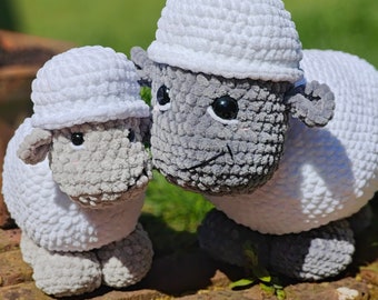 Jumbo and baby sheep crochet pattern bundle
