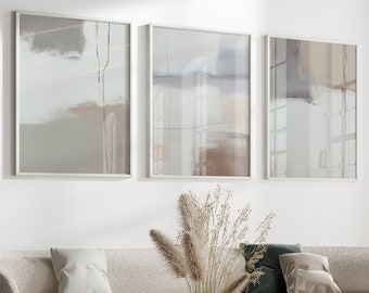 Minimalist Neutral Abstract Printable Wall Art Set of 3 Beige - Etsy
