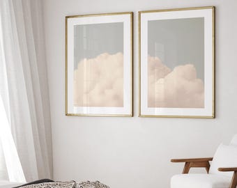 Dreamy Clouds Prints - Set of 2, Cloud Poster, Minimalist Printable Wall Art, Japandi, Wall Art Over the Bed, Above Bed Decor, Bedroom Decor