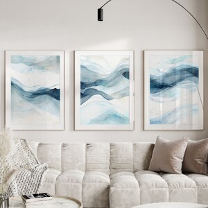 Modern Navy Blue Abstract Wall Art Setprintable (Download Now) - Etsy