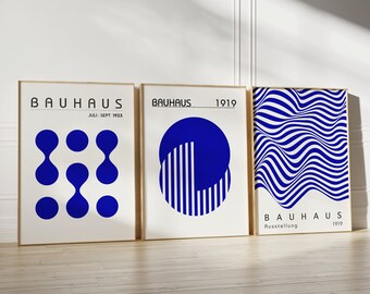 Bauhaus Exhibition Print Set, Poster Print, Minimalist Retro Wall Art, Geometric Gallery Wall Art, Modern Mid Century Printable Art, Digital