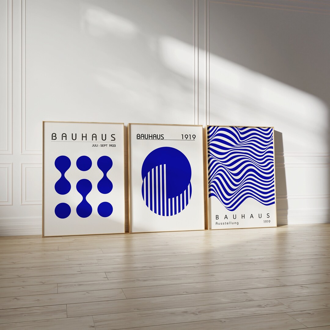Bauhaus Exhibition Print Set, Poster Print, Minimalist Retro Wall Art ...