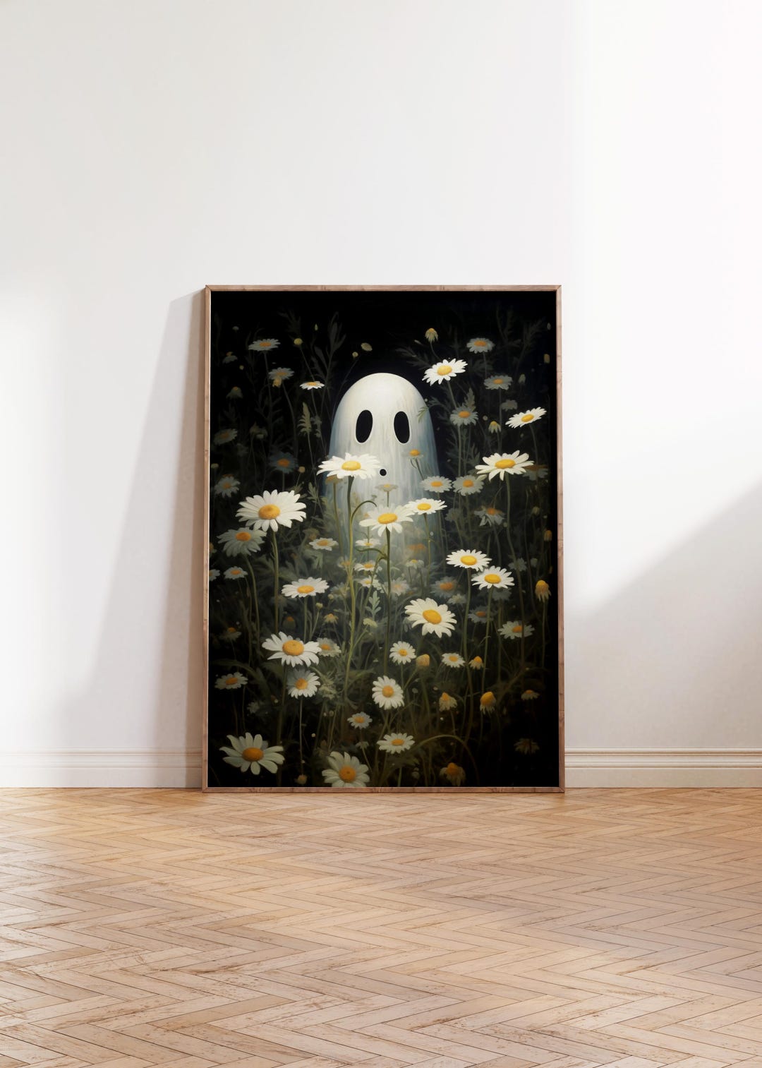 Ghost Art Print Cute Ghost With Flowers Floral Ghost Print Halloween ...