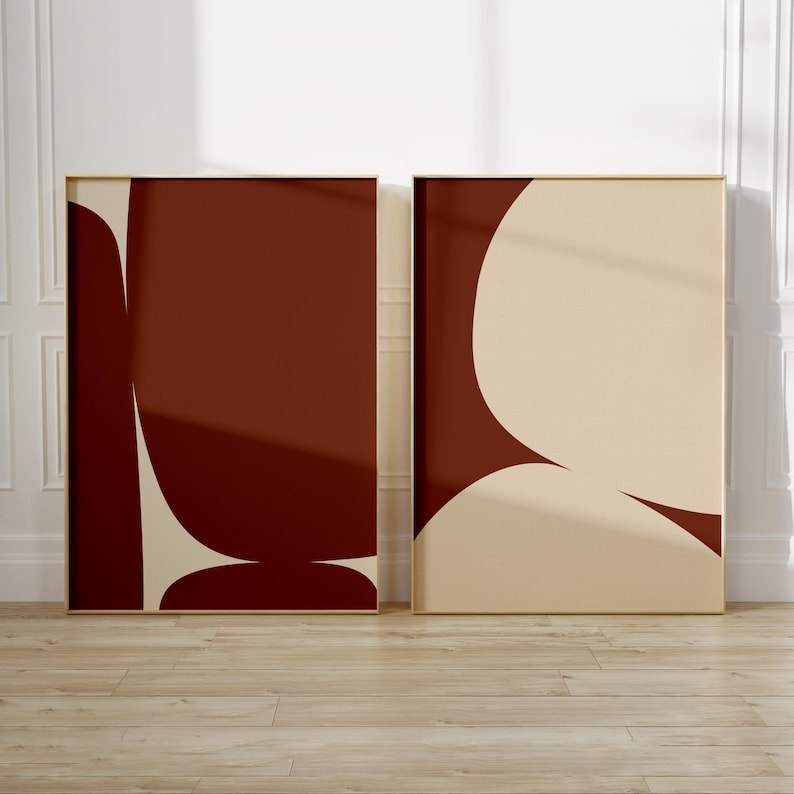 Modern Terracotta Abstract Wall Art Print - Set of 2 / Minimalist ...