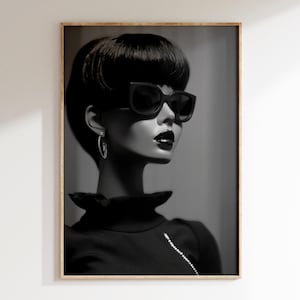 Black and White Fashion Doll Poster – Retro Feminine Wall Art, 90s Style Print, Elegant Doll Aesthetic for Chic Spaces, Doll Magazine