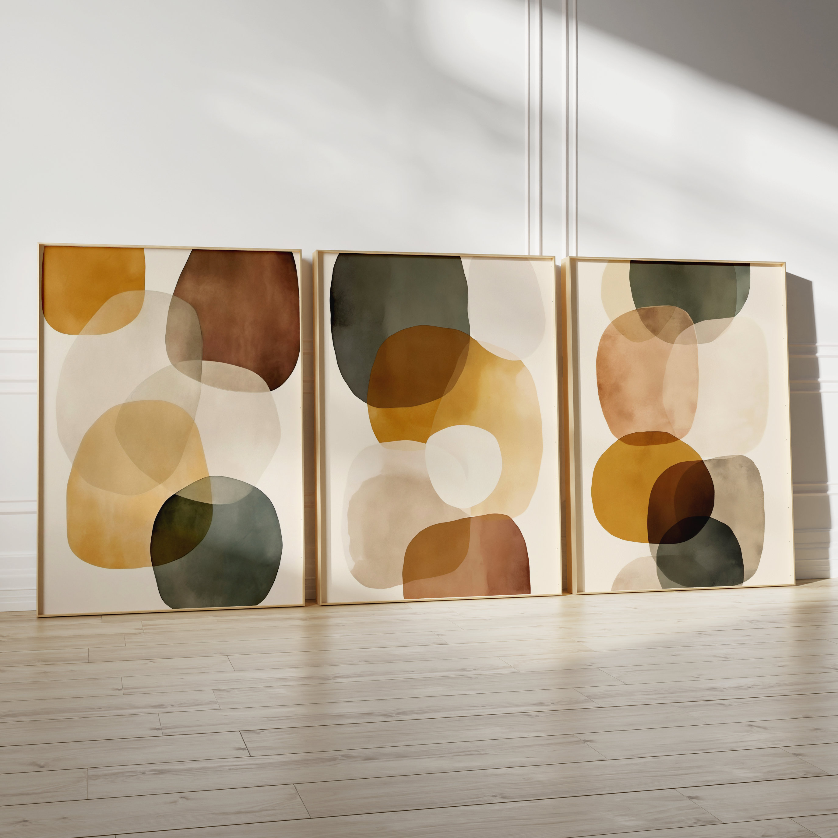 Terracotta Watercolor Shapes Printable - Set of 3, Bohemian Wall Art, Earth Tone Decor, Abstract Wall Art, Terracotta Modern Wall Decor