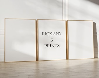 Custom Gallery Wall Art: Pick Any 3 Prints, Printable Wall Art - Set of 3, Digital Download