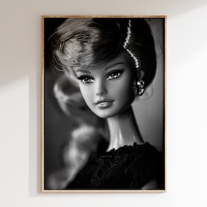 Doll poster, Doll print, Doll wall art, vintage doll, doll Magazine, Retro doll Poster, Doll Prints black and white, Feminine Vintage Art