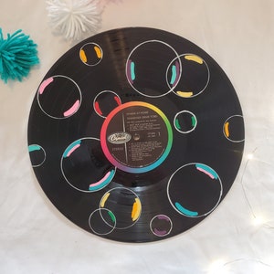 Hand painted bubble design on vinyl record