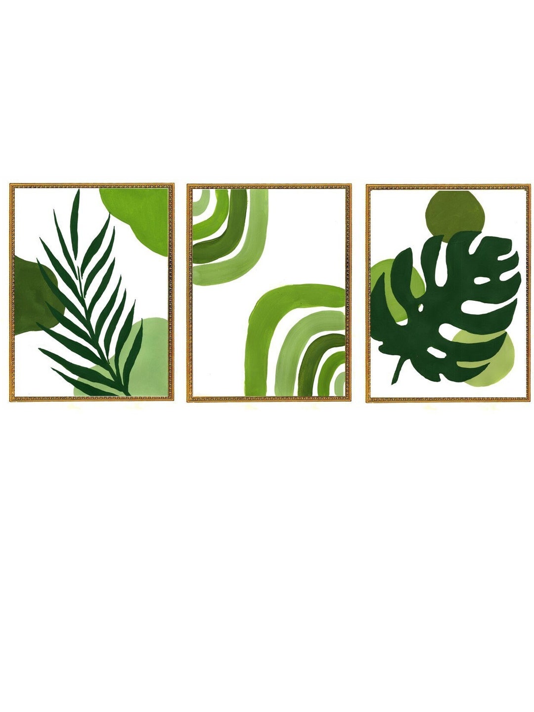 Tropical Boho Green Leaf Wall Art Etsy