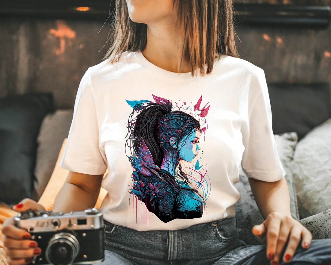 Graphics Fae Cyberpunk Fairy Tee, Fae Shirt, Neon Graphic T-shirt, Women's Tee, RPG ...