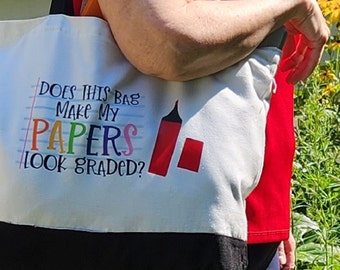 Educator Essential: Stylish Canvas Tote Bag, Perfect for Teachers, Zipper Closure, 12x18x4.5