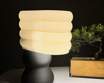 Modern Ribbed Table Lamp: Minimalist LED Bedside Lamp, USB Powered