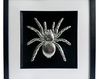 Silver Tarantula 3D Wall Art • Framed Spider Decor • Gothic Home Art