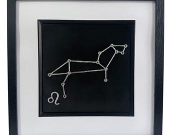 Leo Constellation Framed 3D Wall Art – Zodiac Star Map Decor