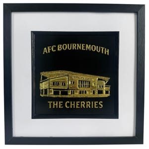 Quadro da parete dell'AFC Bournemouth, Vitality Stadium, con cornice dorata o argentata in rilievo 3D, ideale come regalo.