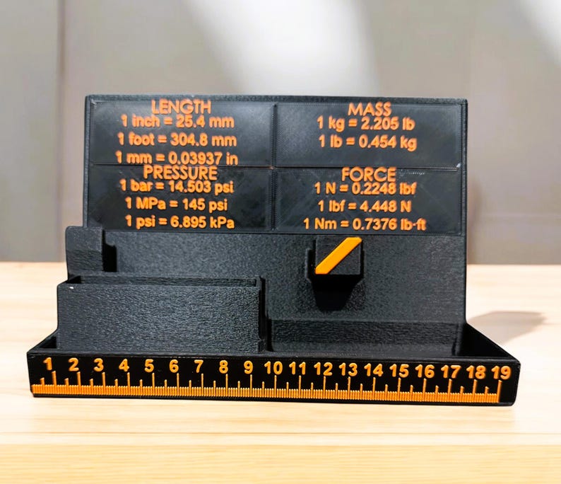 Kg Ruler Engineer’s Desk Organiser With Unit Conversion Chart | Tool Holder for ...