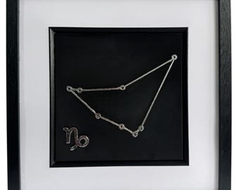 Capricorn Constellation Framed 3D Wall Art – Zodiac Star Map Decor