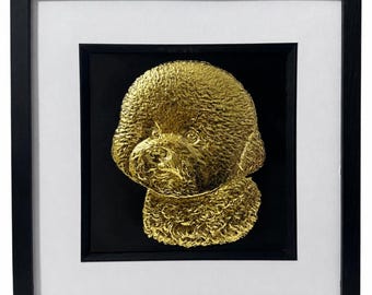 Bichon Frise 3D Wall Art Gold Leaf Framed Dog Gift