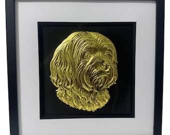 Lhasa Apso Gold or Silver Leaf 3D Wall Art