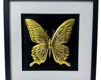 Butterfly 3D Wall Art Gold or Silver Leaf Framed
