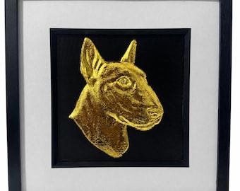 English Bull Terrier Dog 3D Wall Art Gold Or Silver Leaf Framed Gift