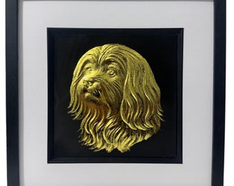 Maltese Dog 3D Wall Art – Gold Or Silver Leaf Framed Pet Memorial Gift