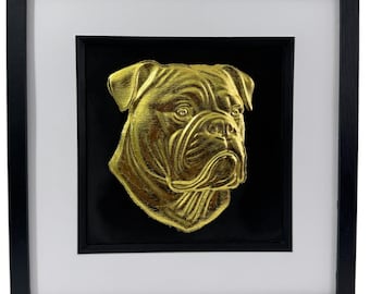 American Bulldog Gold or Silver Leaf 3D Wall Art