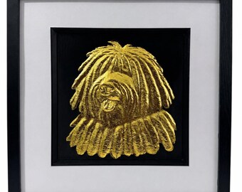 Hungarian Puli 3D Wall Art Gold or Silver Leaf Framed