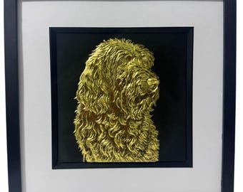 Otterhound 3D Wall Art | Framed Gold or Silver Leaf Dog Portrait Gift