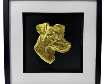Jack Russell 3D Dog Wall Art Gold Leaf Frame Gift