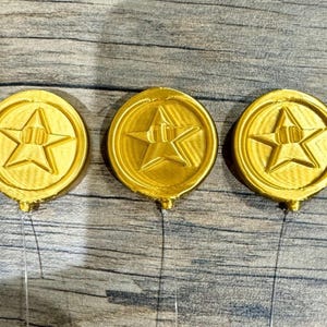 Floating Gold Star Aquarium Decor: Retro Video Game Coins (3 PACK)