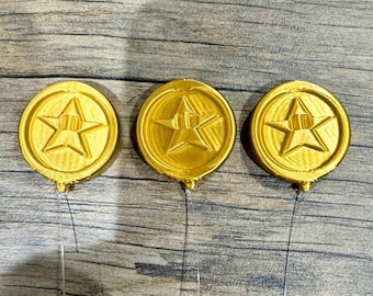 Floating Gold Star Aquarium Decor: Retro Video Game Coins (3 PACK)