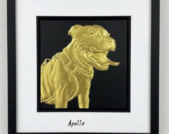 Custom Dog Portrait Gold or Silver Leaf Wall Art