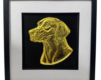 English Pointer 3D Wall Art Gold or Silver Leaf Framed Dog Portrait