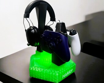 Personalisierte Gaming Controller & Headset Dock: LED Dual Ladestation
