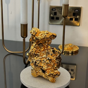 Sculpture en pépite d'or, cadeau pour la maison, sculpture en métal, ornement de bureau en or image 2