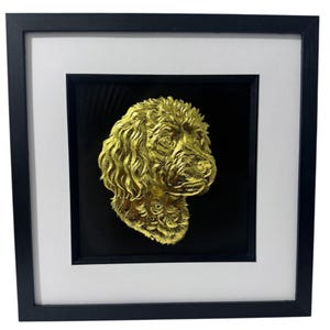Cavapoo Dog 3D Wall Art Gold Leaf Framed Gift