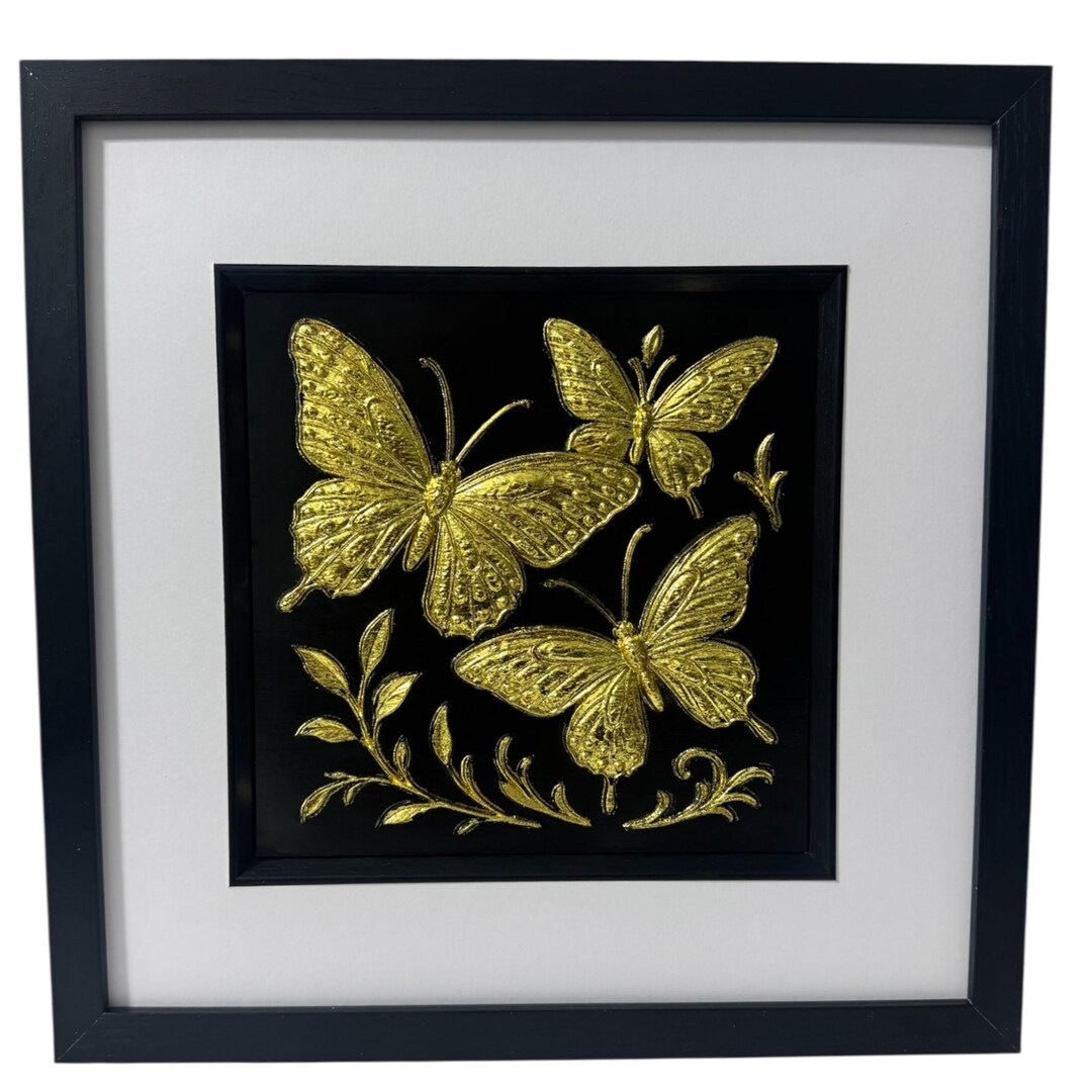 Butterfly Trio Framed 3D Wall Art Gold or Silver Leaf - Etsy