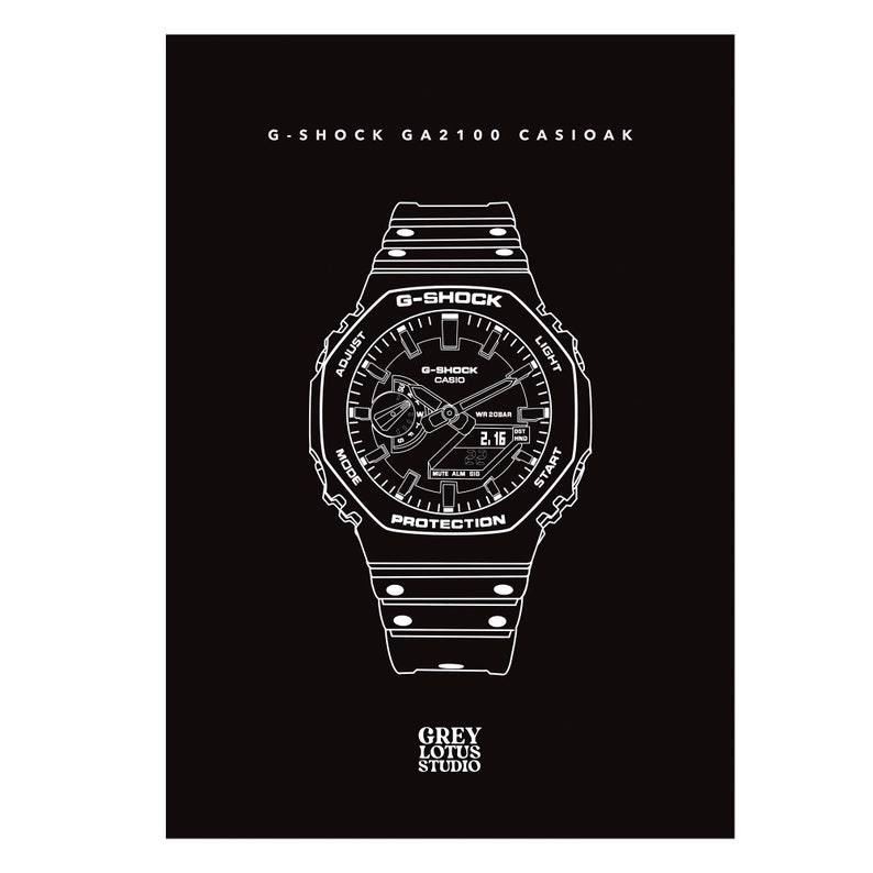 GSHOCK GA2100 Casioak Wall Art Printable Line Work G Etsy
