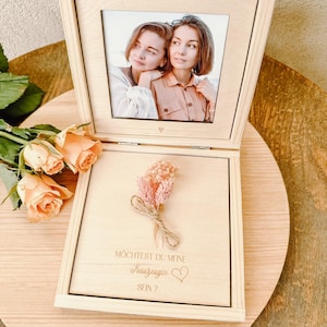 Möchtest du meine Trauzeugin werden? –Geschenkbox mit Trockenblumen & personalisierter Holzscheibe –Trauzeugin fragen–Perfektes Hochzeits-