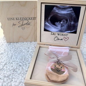 Du wirst Oma, Opa, Tante, Papa|Schwangerschaft verkünden|Geschenkschachtel mit Babysocken|Baby Verkündung|