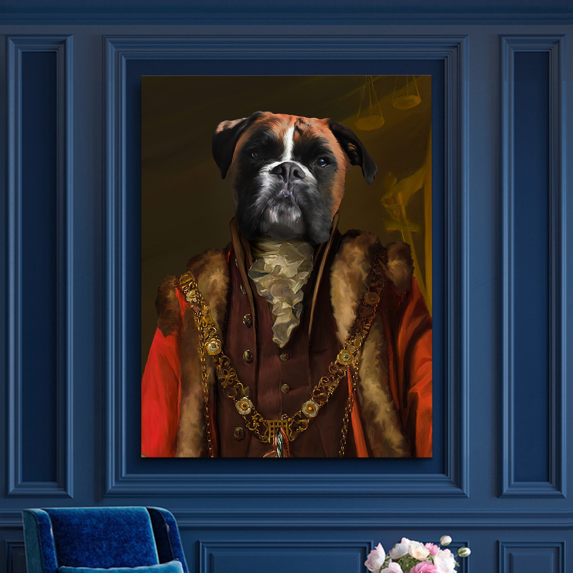 Custom Pet Portrait Royal Pet Portrait King Cat Queen Cat Etsy