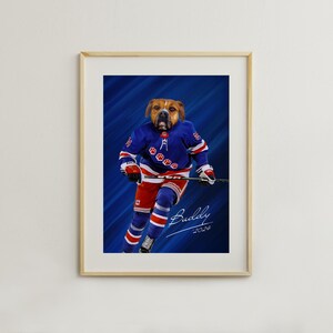Custom Pet Portrait, Hockey Lover Gift, Hockey Pet, Sports Pet Portrait, Funny Hockey Gift, Custom Pet Hockey, Sports Lover Gift, New York image 5